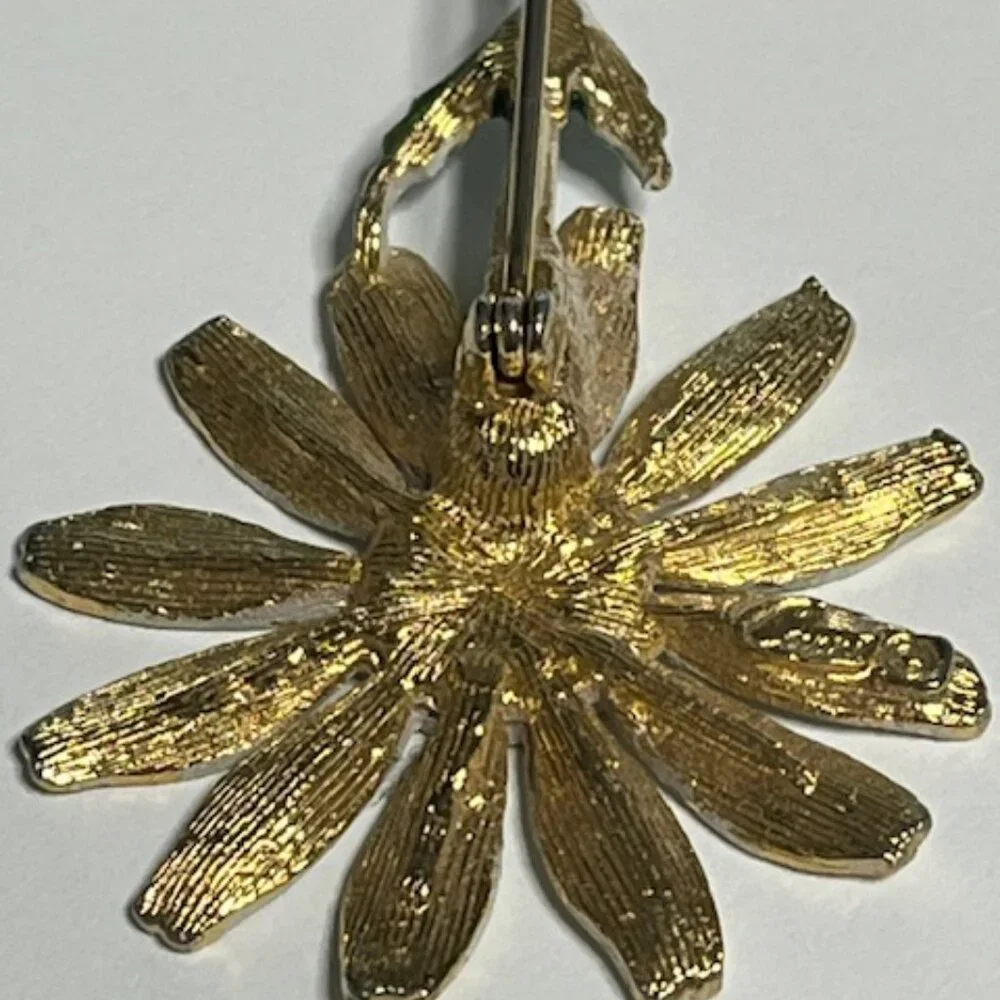 VTG Hand Painted Daisy Flower in Pot Brooch Metal Enamel Pin 1.5"x3.25" - Picture 5 of 14